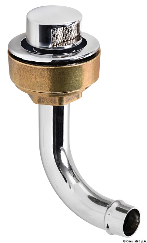 Fuel vent chromed brass elbow 90° right 16 mm