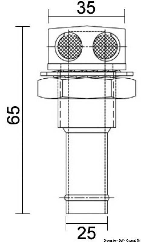 Straight fuel vent mirror polished SS 25 mm