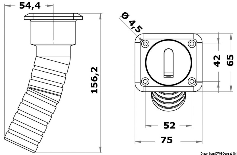 Square Waste deck filler long version 38 mm