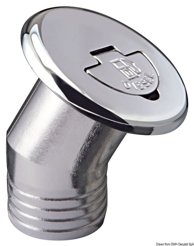 Chromed brass filler cap 30° WATER 38 mm