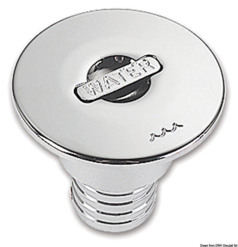 Chromed brass WATER straight deck plug 38 mm