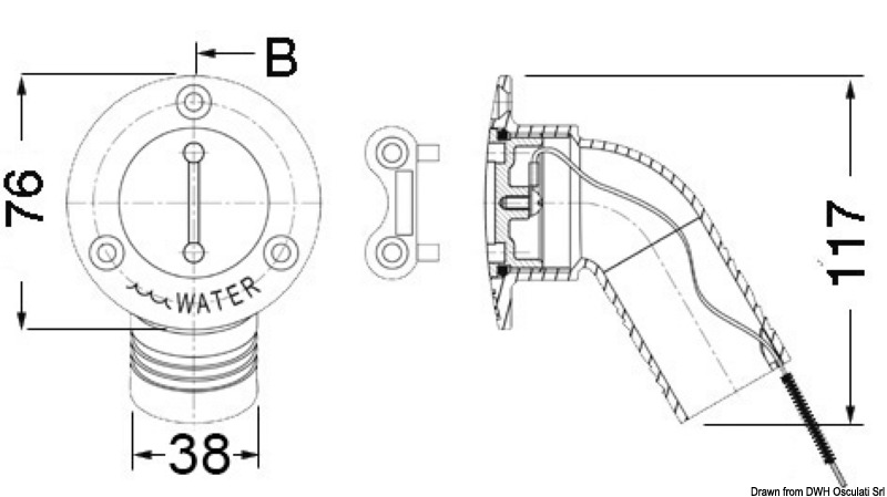 WATER 30°-angled plug mirror polished AISi316 38mm