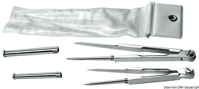 Plotting divider chromed brass 140 mm