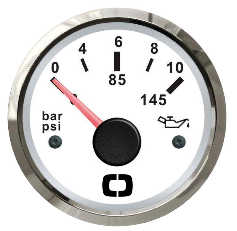 Oil pressure indicator 0/10 bar white/glossy
