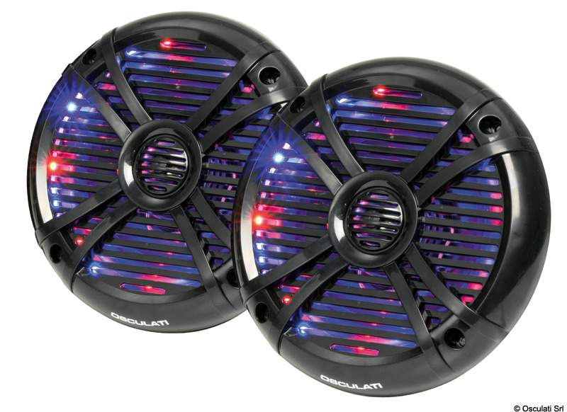 Pairs of 2-way speakers w/RGB programm.LEDs 6.5 black