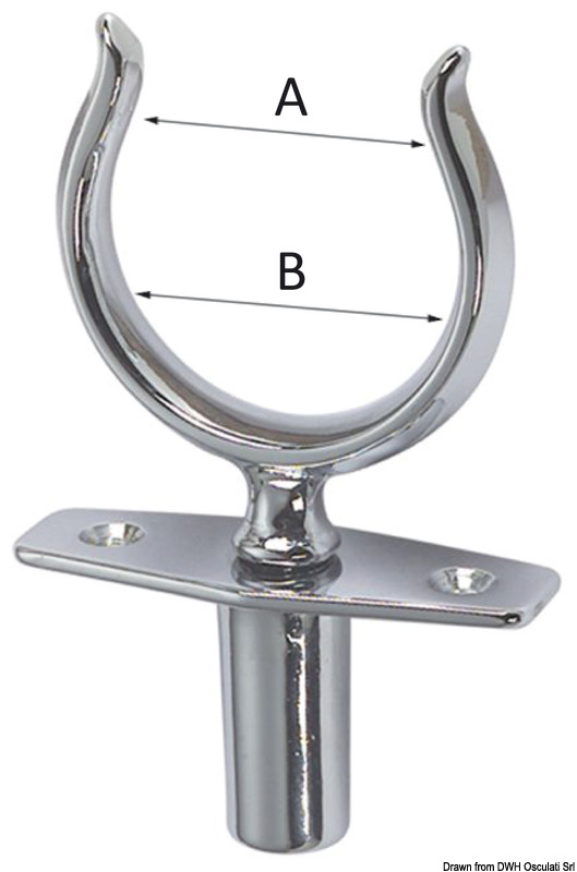 Chromed brass rowlock w/ blind socket 46 mm