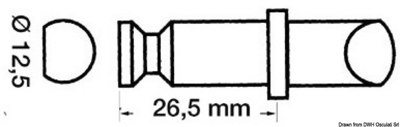 Plastic/brass rowlock 12.5 x 35.5 mm