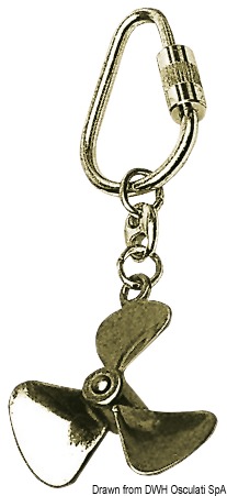 Pendant polished brass keyring Propeller