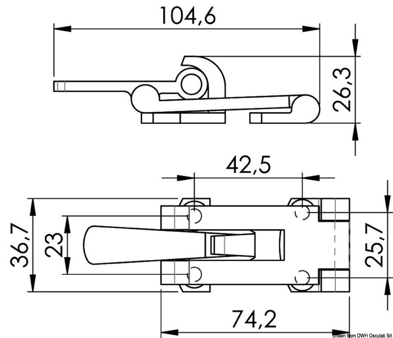 Lever fastener AISI 316 104.6 x 36.7 mm