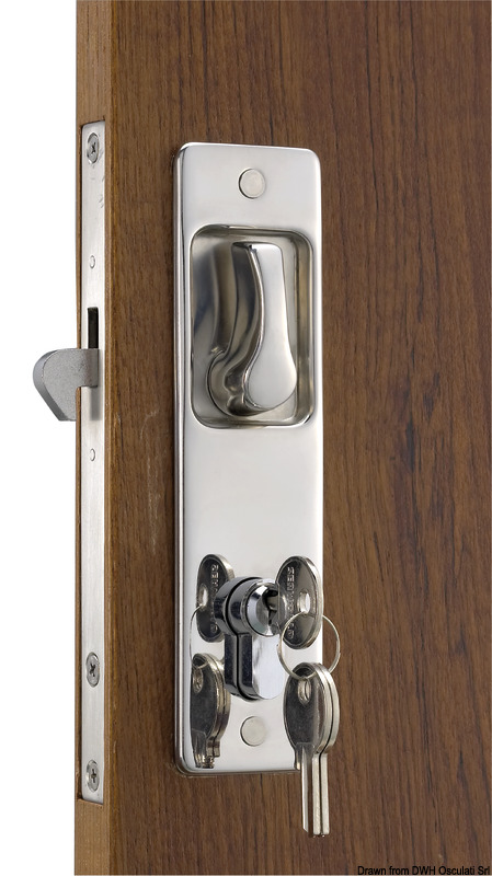 Yale-type external lock 16/38 mm w/projecting hook
