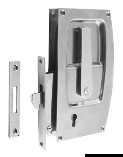Chromed brass lock for sliding doors