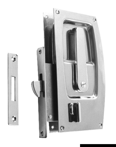 Chromed brass lock for sliding doors w/lock lever