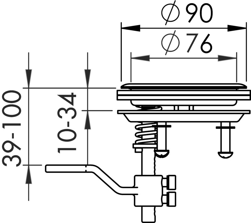 Flush latch AISI316 without lock Ø90 mm
