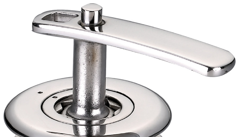 Push button lever for lift-and-turn latch