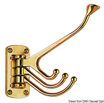 Chromed brass 4-hook coat hanger 81x39 mm