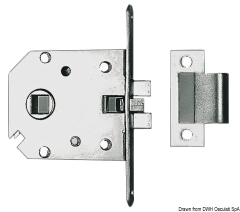 Recess-fit simple lock chromed brass 68x60x9 mm