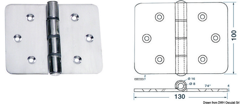 Large hinge 130x100 mm
