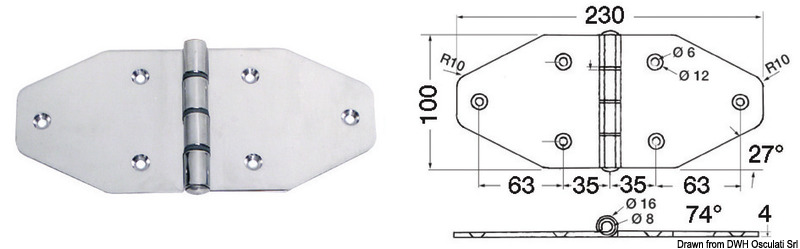 Large hinge 230x100 mm