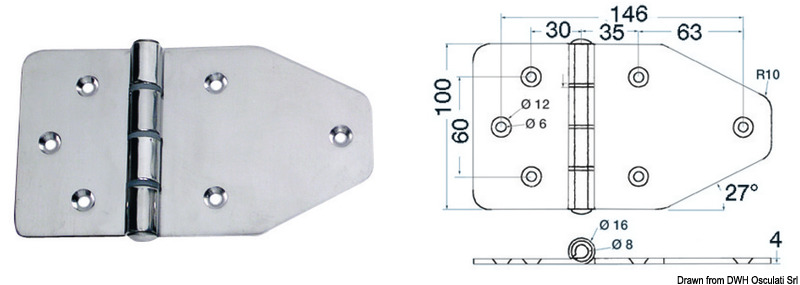 Large hinge 180x100 mm