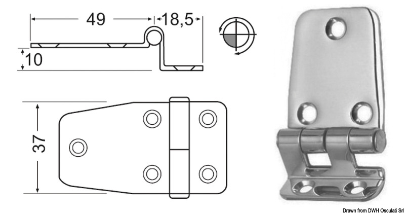 Overhang hinge 67.5x37 mm