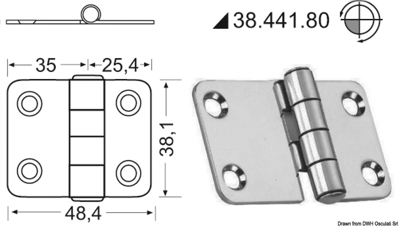 Hinge standard pin 60.4x38.1 mm