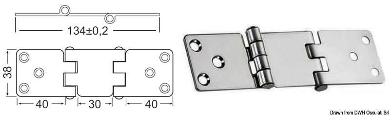 Overhang hinge 134x38 mm