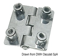 SS rectangular hinge 4 bushing 51x45 mm