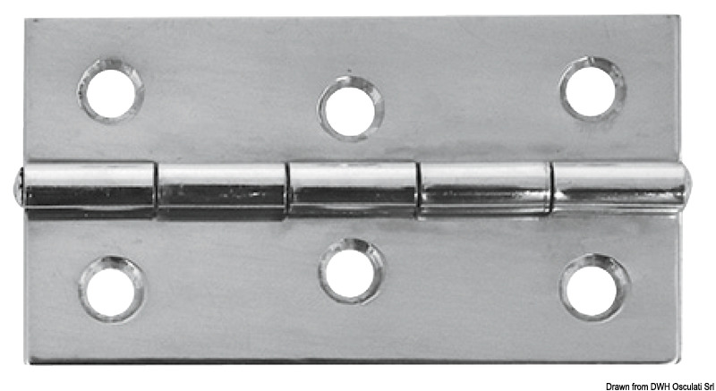 Mirror polished SS rectangular hinge 75x40 mm