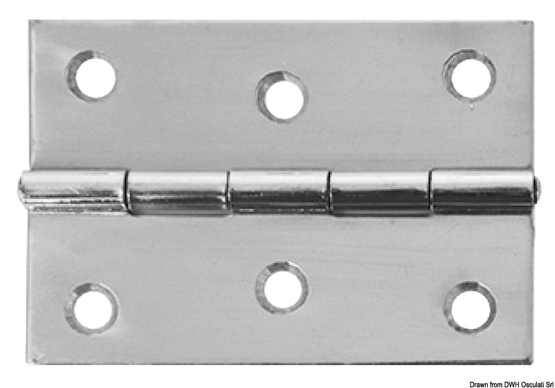 Mirror polished SS rectangular hinge 75x50 mm