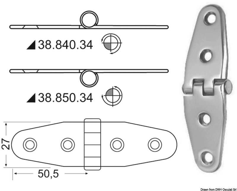 Hinge standard pin 101x27 mm