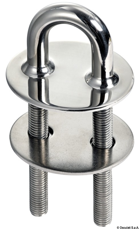 De Luxe U-bolt mirror-polished S.S. 155x15.9mm - D 15.9mm, C 49mm, L1 155mm, E 83mm, L2 76mm, F 95mm