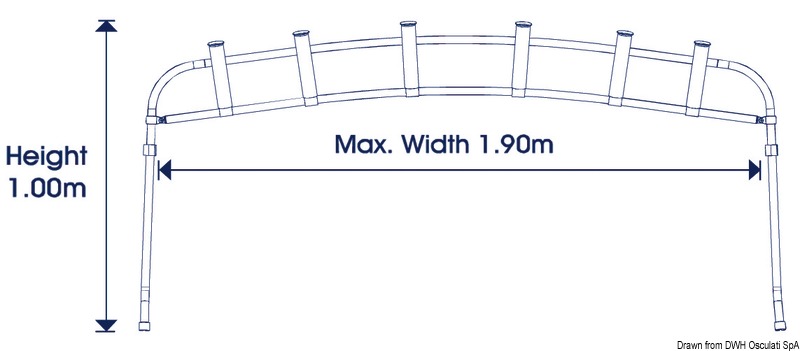 Rod holder rack for bimini 6 places