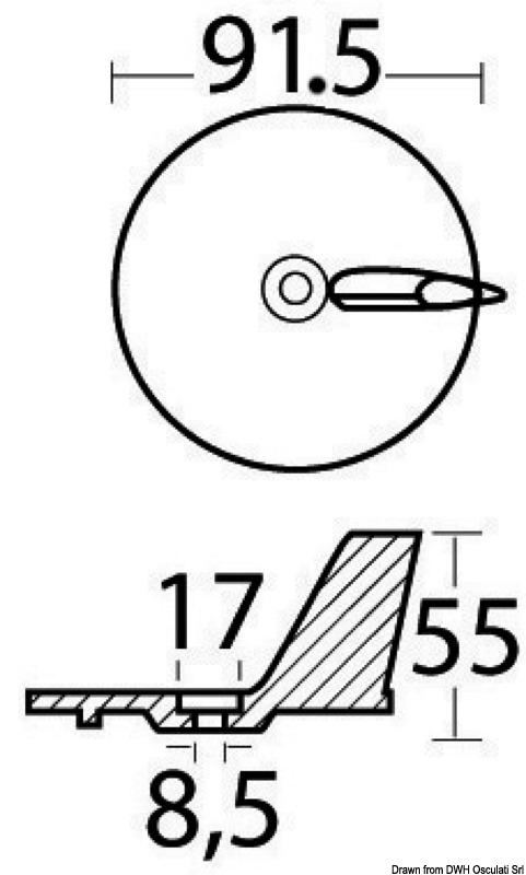 Magnesium anode Ø91.5 mm for Yamaha/Mariner 20/50 HP