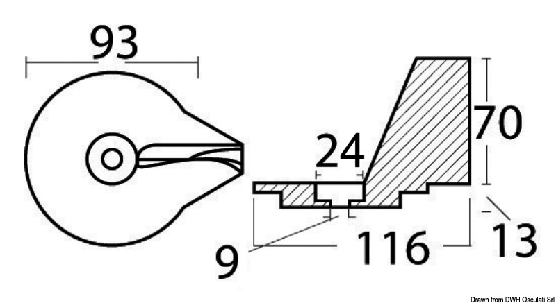 Zinc fin anode 25/50 HP 2/4-stroke