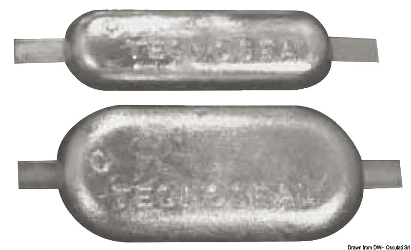 Oval anode w/insert 215x90x30 mm