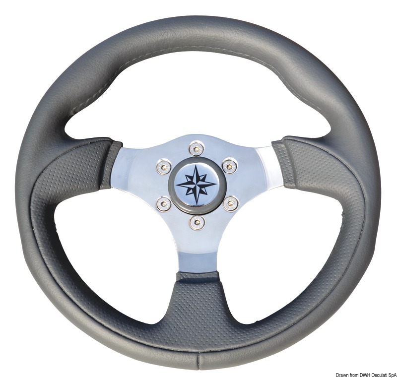 Tender steering wheel grey/polished SS Ø 300 mm