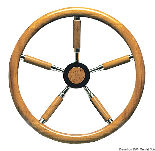 SS steering wheel w/teak external rim 400 mm