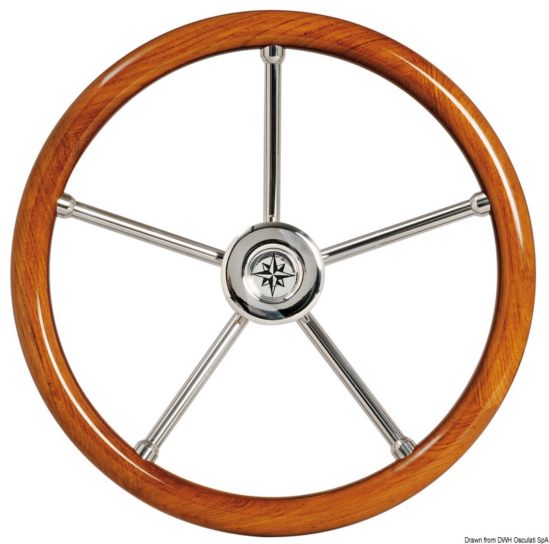 Steering wheel w/ teak outer ring 350 mm