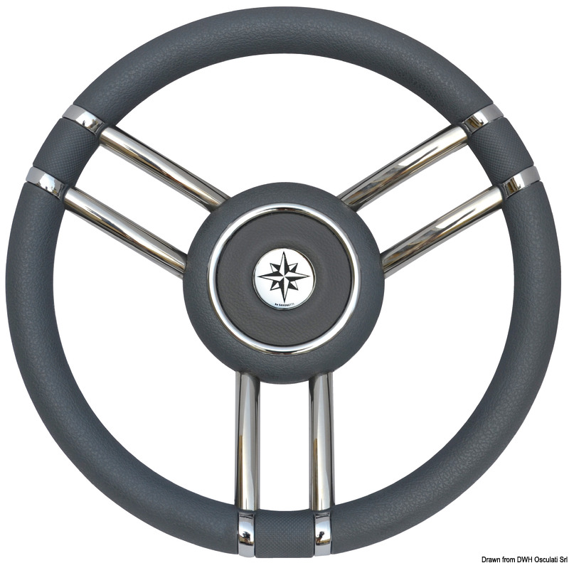 Apollo steering wheel SS+polyurethane Ø 350mm grey