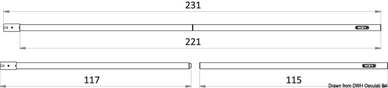 Removable carbon pole f.bimini top 110/231 cm