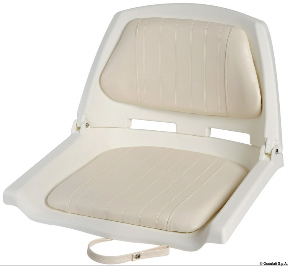 Polyethylene seat white w/foldable backrest 500x430mm