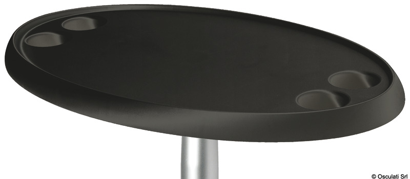 Composite material oval black table 762x457 mm