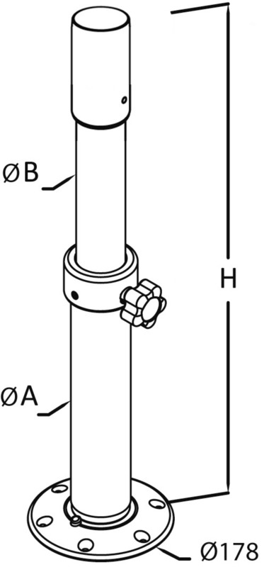 Large thread Lock telescopic table pedestal 450/700 mm
