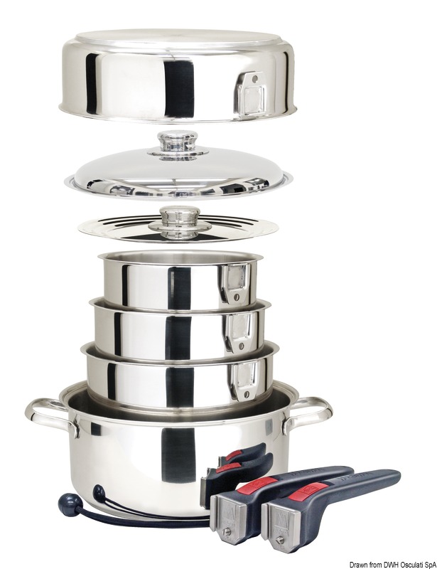 Stackable pots/pans SS inside