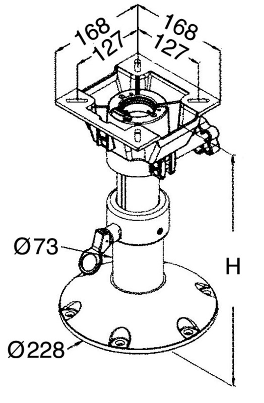 Seat support w/rotating head 435/635 mm