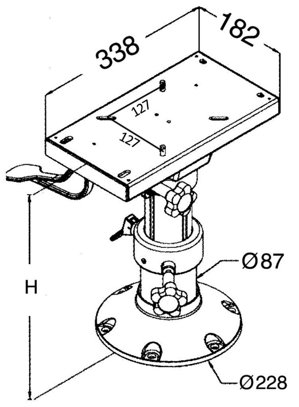 Seat support w/rotating slide 457 mm