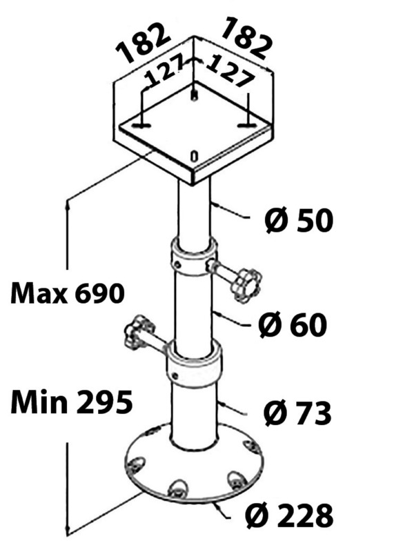 Tri-telescopic aluminium table leg