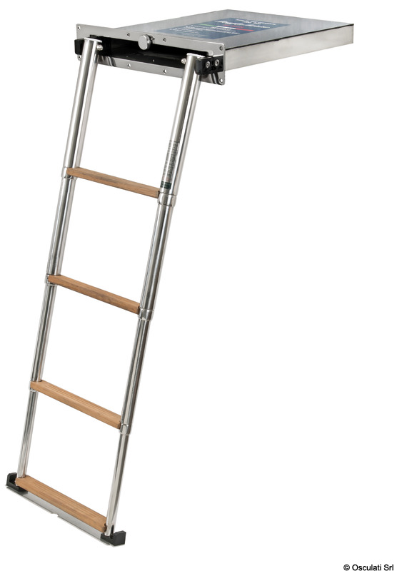 Top Line 4-step teak foldaway ladder