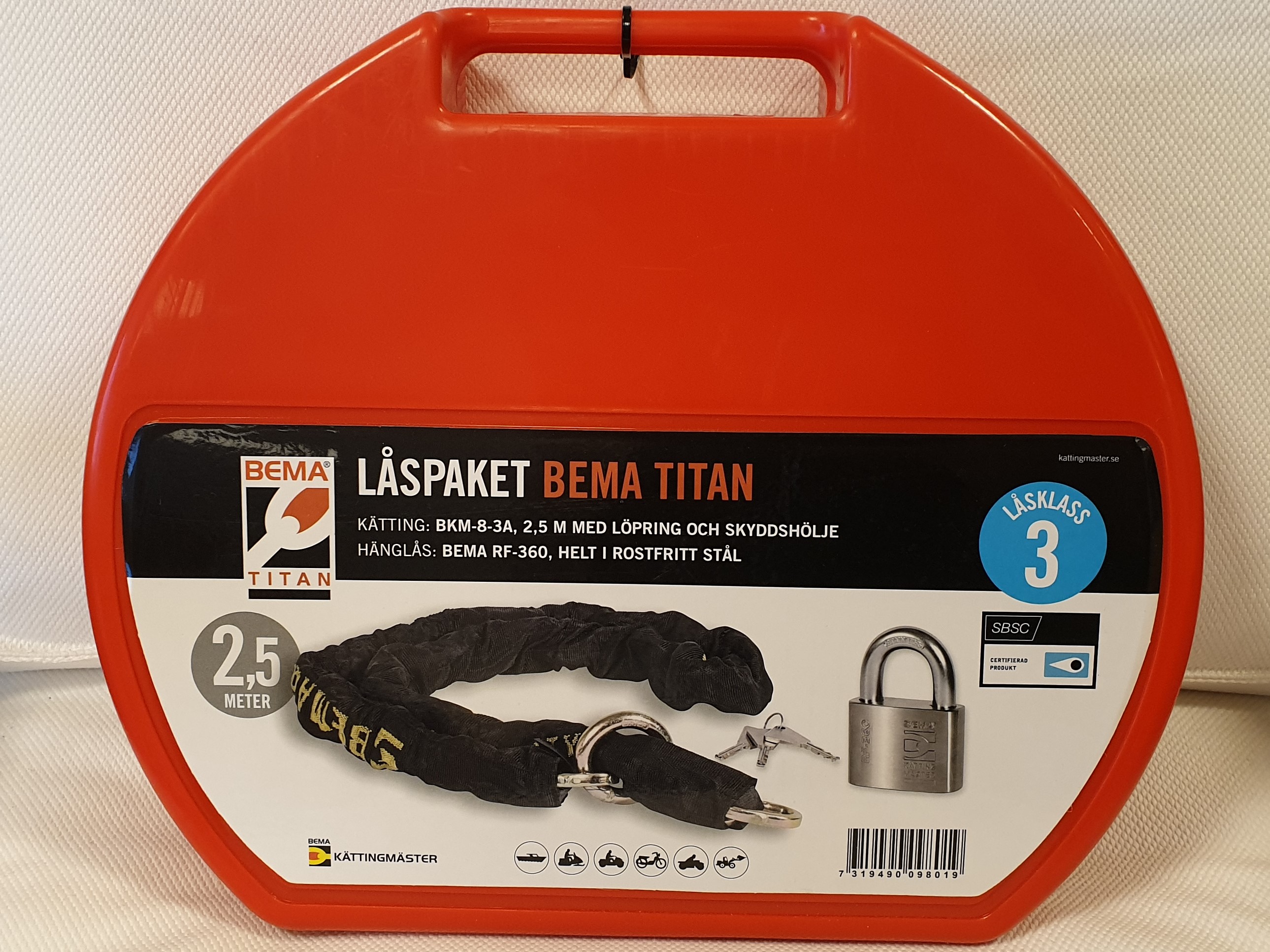 Bema Titan Padlock RF-360 and chain 2.5m