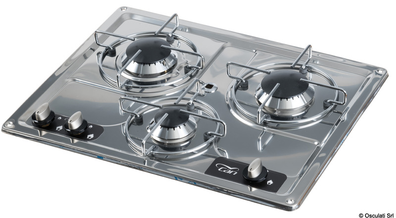 SS flush mount hob unit 3 burners 470x360 mm
